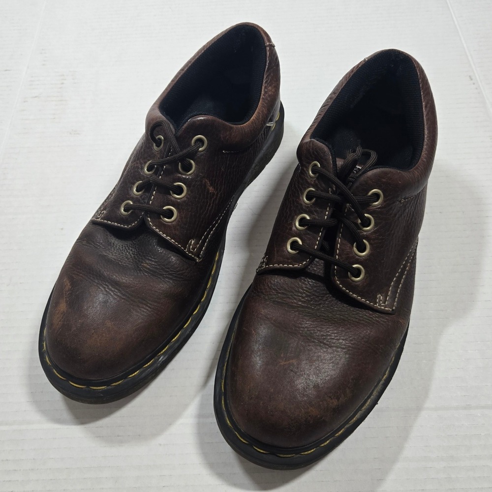 Dr Martens Boston Oxford Shoes Mens 12 Brown Leather 4 Eye Lug Sole Derby AW004